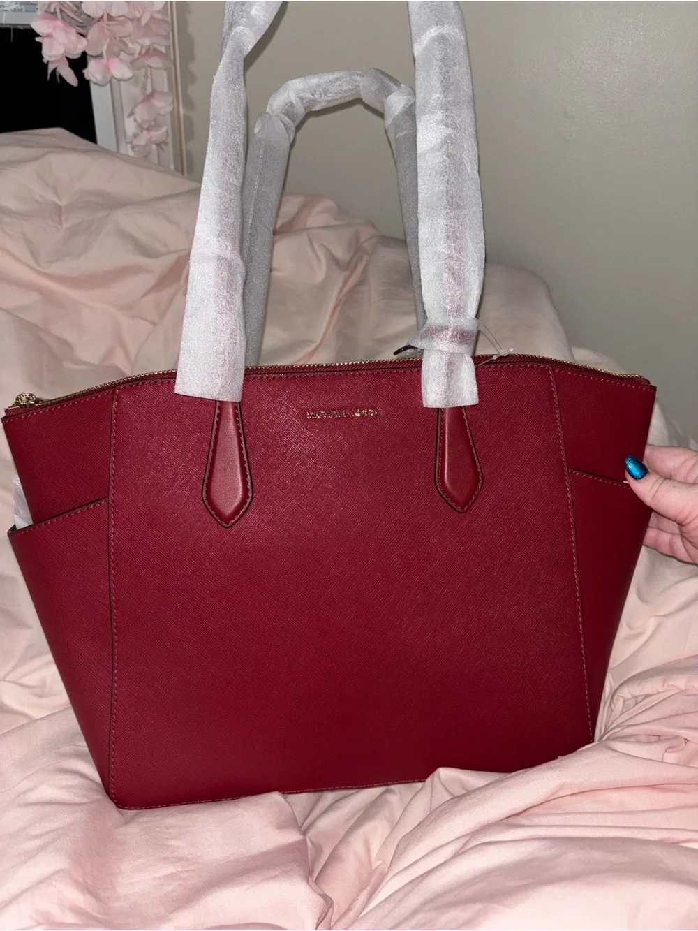 Michael Kors Red Saffiano Leather Tote with Gold Hardware *Brand New*